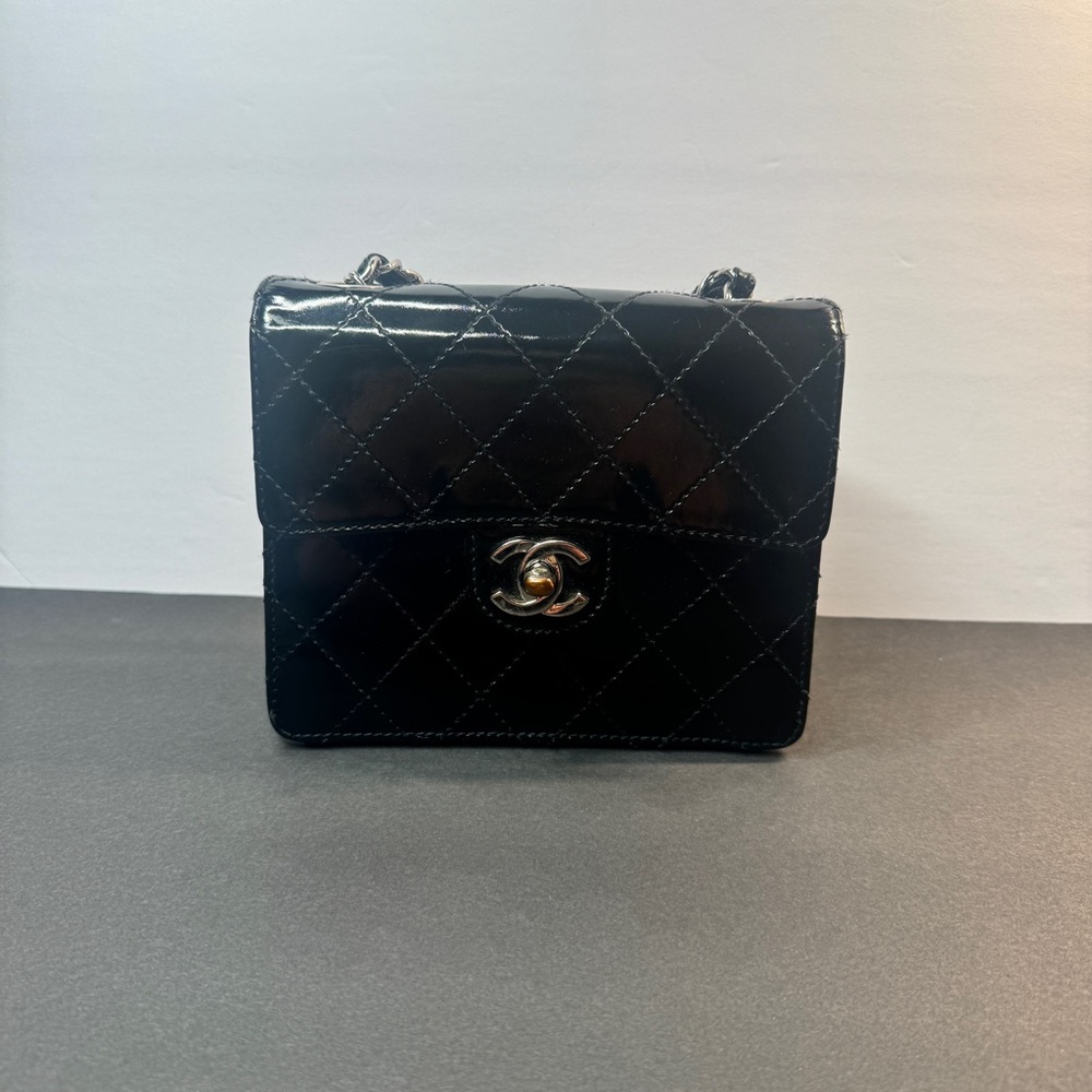 Chanel Vintage Glossy Black Quilted Mini Bag